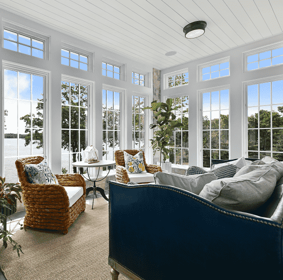 living room interior with newly installed windows