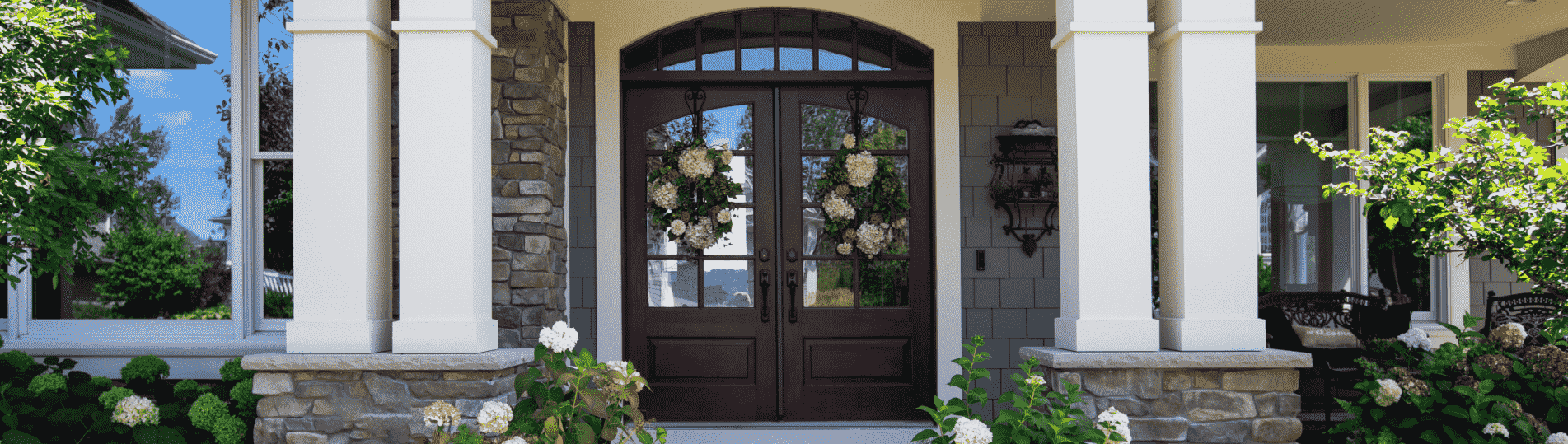 suburban house with newly installed door